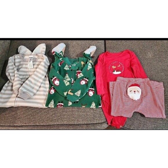Other - Lot of 3 18 months First Christmas Outfit and Pajamas Zip Up Sleepers Onesies